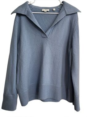 Vince Women’s Wool Cashmere Sweater Size XL Blue V Neck Pullover Knit
